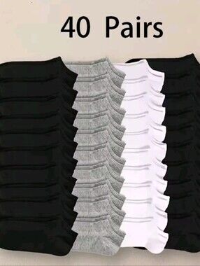 Men/Women 40 Pairs Solid Color Ankle Socks